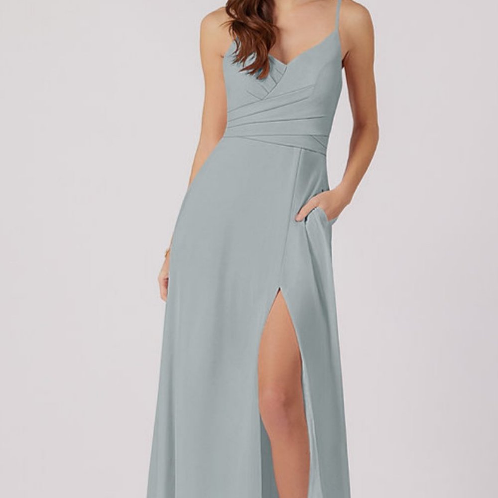 Azazie Citrina Dress in Dolphin Grey Color